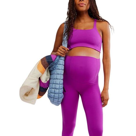 FP Movement x Hatch NWT Pink Fluorescent Berry Square Neck Maternity Sports Bra - Picture 2 of 9